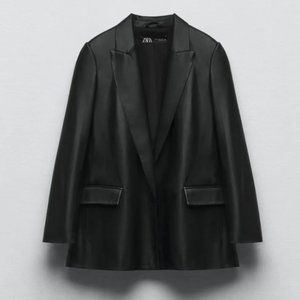 Zara Leather Blazer (Black)